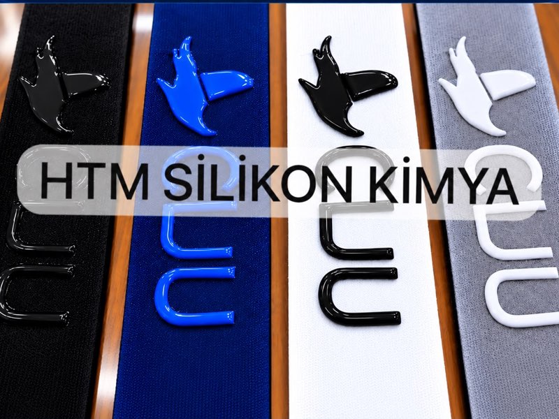 Lastik şeritler üzerine kabartma silikon logo baskıları